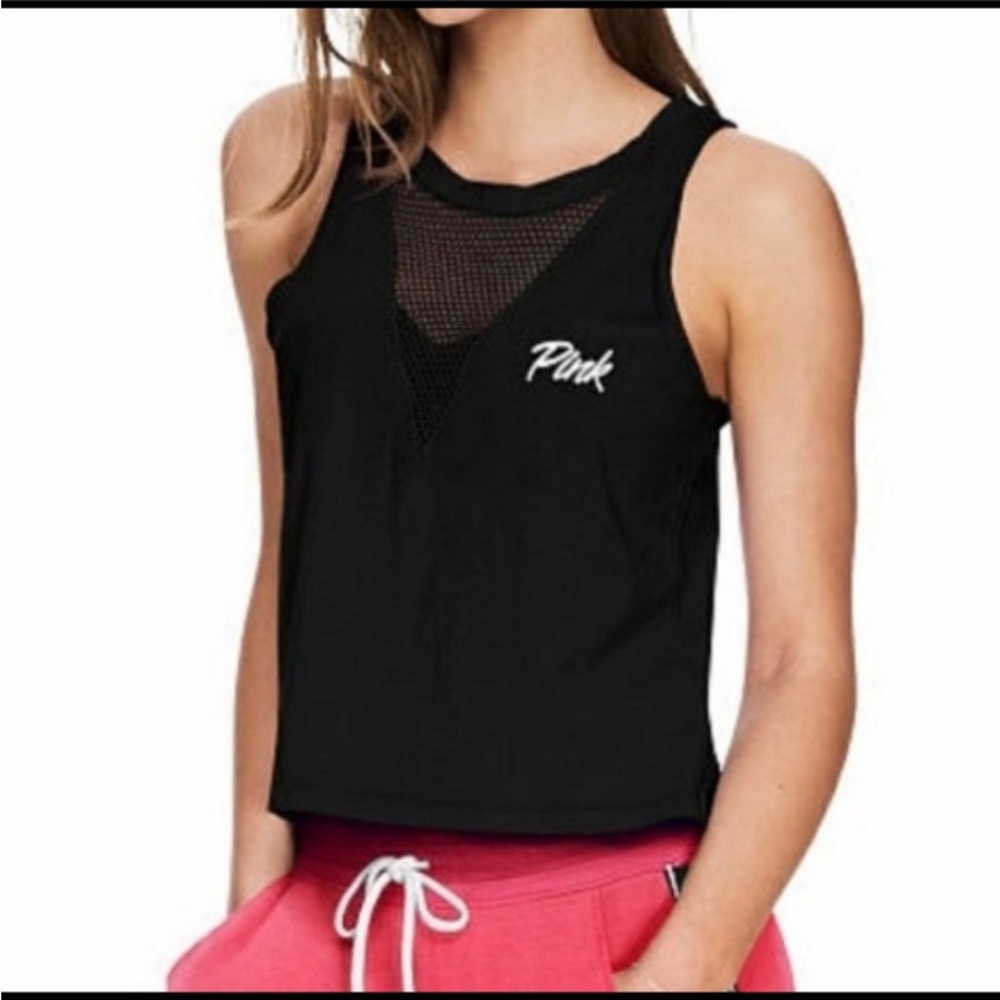 New Victoria’s Secret PINK deep V mesh tank top  sequin back